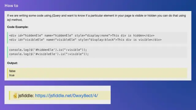 Video thumbnail for How to check if an element is hidden using jQuery code