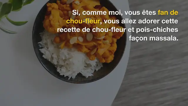 Video thumbnail for Curry de chou-fleur et pois-chiches façon massala