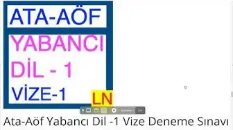 Video thumbnail for Ata-Aöf Yabancı Dil -1 Vize Deneme Sınavı -1