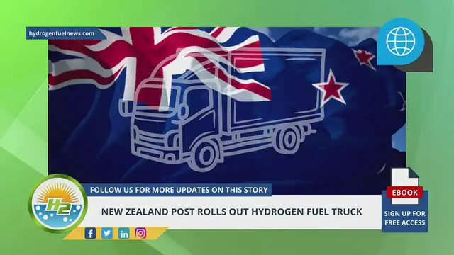 Video thumbnail for New Zealand Post rolls out hydrogen fuel truck