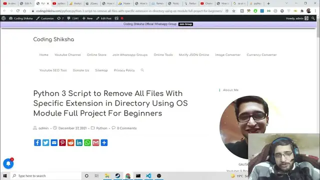 Video thumbnail for Python 3 Script to Remove All Files With Specific Extension in Directory Using OS Module