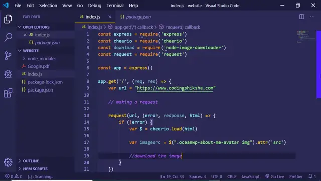 Video thumbnail for Node.js Web Scraping | How to Scrape Remote Image and Download it Using Cheerio