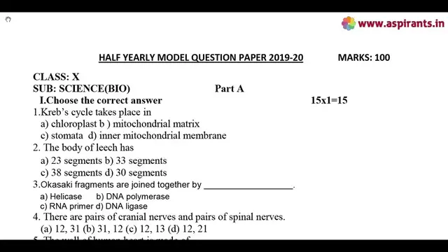 Video thumbnail for 10th Science Half Yearly Model Question Paper 2019-20 | Kanchipuram District | English Medium