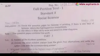 Video thumbnail for 10th Social Science First Revision Question Paper 2019-20 | English Medium | Team Aspirants
