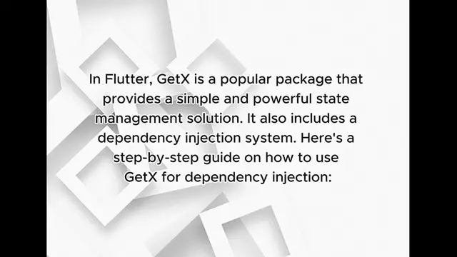 Video thumbnail for Managing Dependencies with GetX in Flutter: A Guide to Dependency Injection