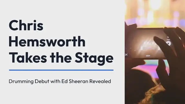 Video thumbnail for Chris Hemsworth's Drum Debut: Actor Shines at Ed Sheeran Concert with New Percussion Skills