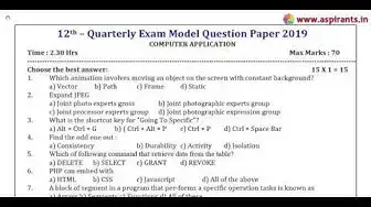 Video thumbnail for 12th Computer Applications Quarterly Exam Model Question Paper 2019-20 | Salem District | EM