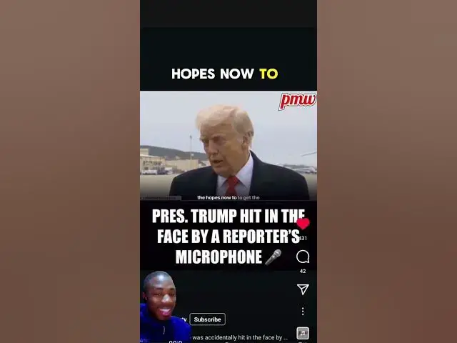 Video thumbnail for Pres. Trump hit on the Face by a Reporter's Microphone🎤