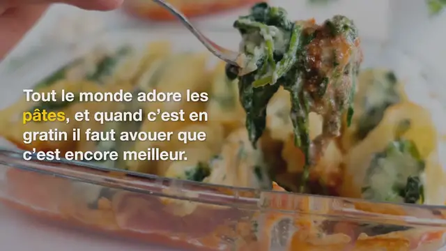 Video thumbnail for Gratin de pâtes à la ricotta et aux épinards
