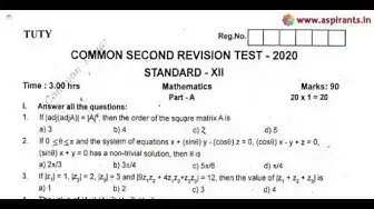 Video thumbnail for 10th Maths Second Revision Question Paper 2019-2020 | Thoothukudi District | English Medium