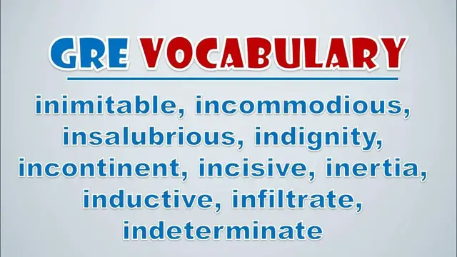 Video thumbnail for GRE Vocabulary: Inimitable, Incommodious, Insalubrious, Indignity, Incontinent, Incisive, Inertia