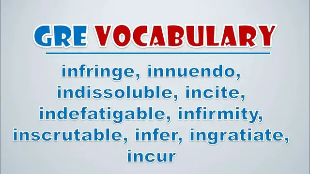Video thumbnail for GRE Vocabulary: Infringe, Innuendo, Indissoluble, Incite, Indefatigable, Infirmity, Inscrutable