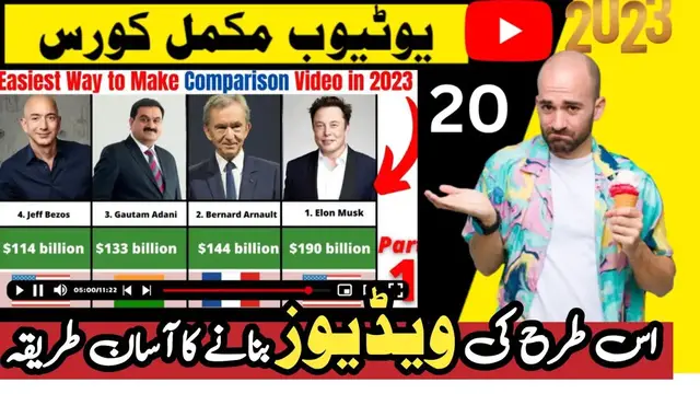 Video thumbnail for ▶️How to Create Data Comparison Videos For YouTube🔥YouTube Complete course in Urdu Hindi Video 20.