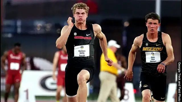 Video thumbnail for Matthew Boling runs blistering second leg; Georgia wins 4x100m relay team at Spec Towns
