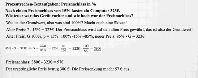 Video thumbnail for Prozentrechnen Preissenkung in % Textaufgabe