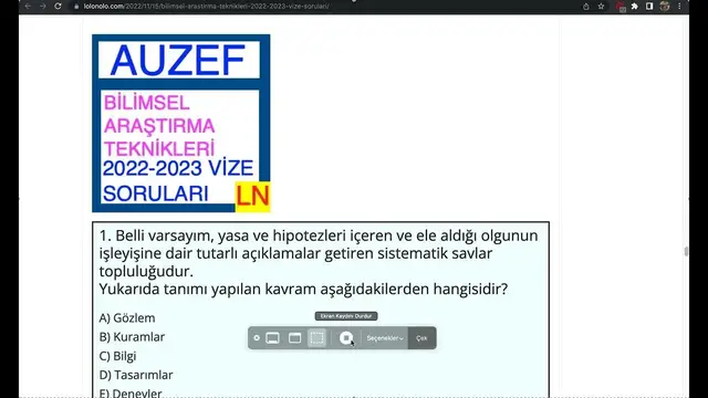 Video thumbnail for Bilimsel Araştırma Teknikleri 2022-2023 Vize Soruları