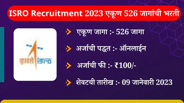 Video thumbnail for ISRO Recruitment 2023 एकूण 526 जागांची भरती