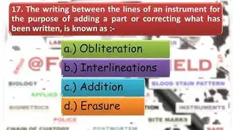 Video thumbnail for Learn Very Easy & Most asked MCQs on Questioned Document for your College Test, net/jrf Exams, etc.