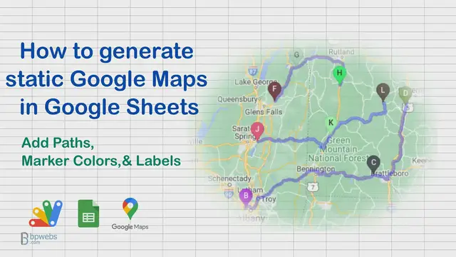 'Video thumbnail for How to generate static Google Maps in Google Sheets - Add paths between points'
