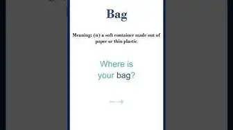 Video thumbnail for Bag meaning | Bag in a Sentence | Most common words in English #shorts