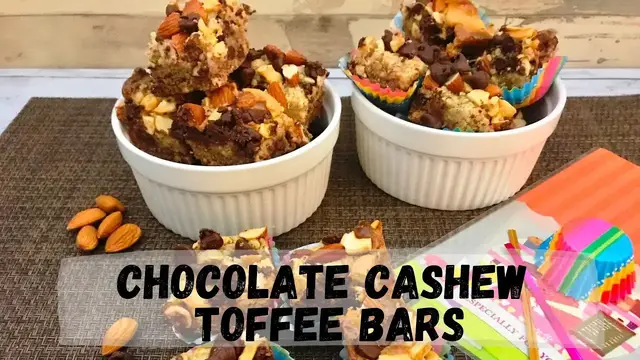 Video thumbnail for Chocolate Cashew Toffee Bars Recipe | Happy Tummy Recipes
