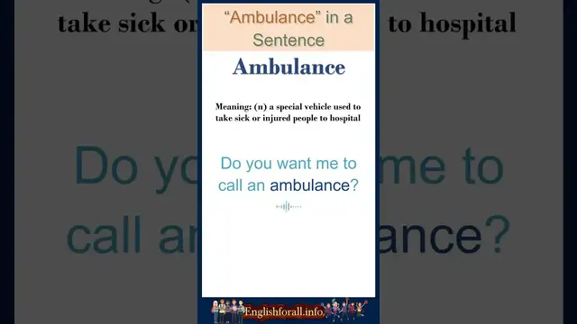 Video thumbnail for Ambulance meaning | Ambulance in a Sentence | Most common words in English #shorts