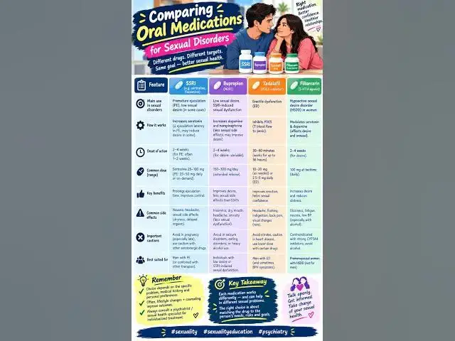 Video thumbnail for 05 Comparing oral medications. #sexuality, #sexualityeducation #psychiatry  #sexualdissatisfaction