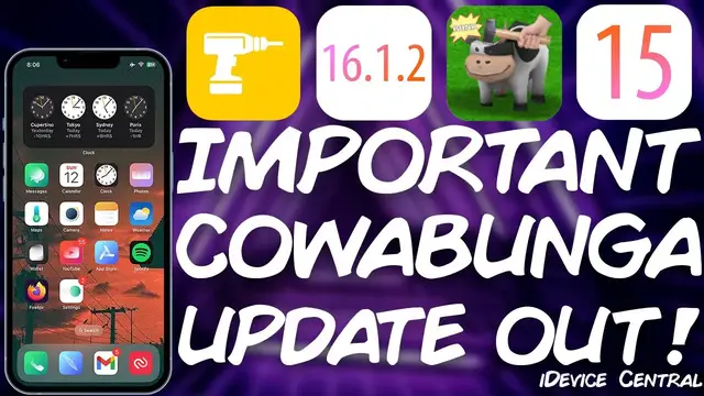 Video thumbnail for iOS 15.0 - 16.1.2 JAILBREAK News: IMPORTANT Cowabunga UPDATE! GET IT RIGHT NOW! Fixes BOOTLOOP