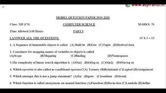 Video thumbnail for 12th Computer Science Half Yearly Model Question Paper 2019-20 |  Ramanathapuram District | EM