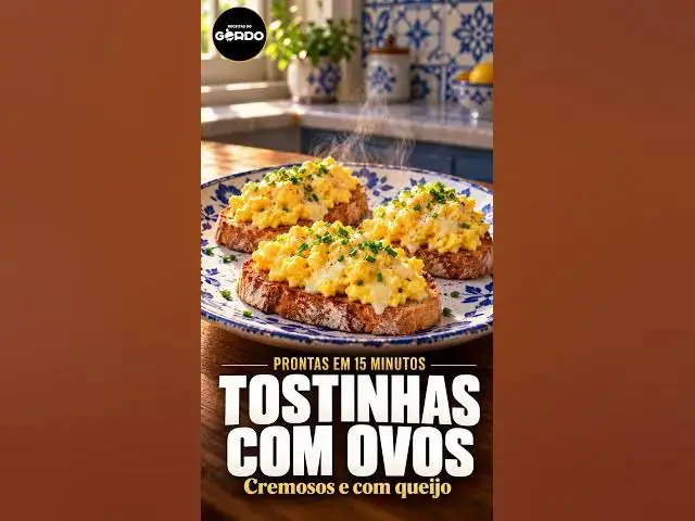 Video thumbnail for Tostinhas com ovos cremosos e queijo 🍳🧀 #ReceitasDoGordo #PequenoAlmoco #Petiscos #ReceitasFaceis