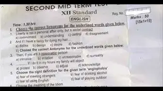 Video thumbnail for 12th English 2nd MidTerm Question Paper 2019-20 | Theni District | Team Aspirants