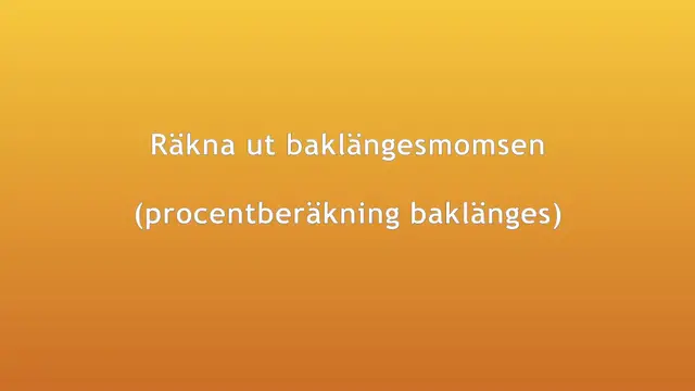 Video thumbnail for Baklängesmoms-FI-SV