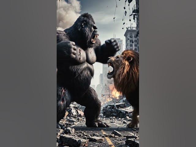 Video thumbnail for lion And king Kong attack #animals #junglelife #foryou #lion