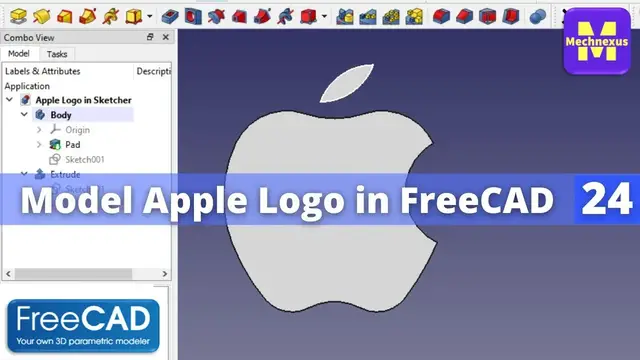 'Video thumbnail for Model Apple Logo in FreeCAD : (Gallery Serial No.4) | FreeCAD | Mechnexus |'