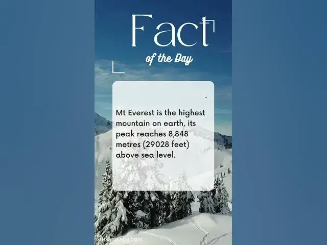 Video thumbnail for Mt Everest is the highest mountain on earth, its peak reaches 8,848 metres  above sea level.