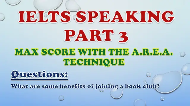 Video thumbnail for What are some benefits of joining a book club? - IELTS Speaking Part 3