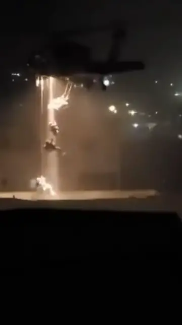 Video thumbnail for Israeli soldiers rappel from helicopter in occupied West Bank