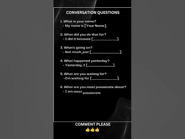 Video thumbnail for English Conversation 01 | Conversation Questions #englishconjugation #dailyuseenglishsentences