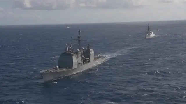 Video thumbnail for US: USS Theodore Roosevelt Leads Massive International Naval Exercise Near Hawaii.