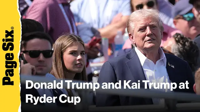 'Video thumbnail for Trump and granddaughter Kai greet crowd, players at Ryder Cup'