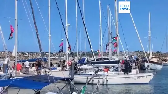 'Video thumbnail for Activists on board Gaza-bound aid flotilla say Israel intercepting vessels'