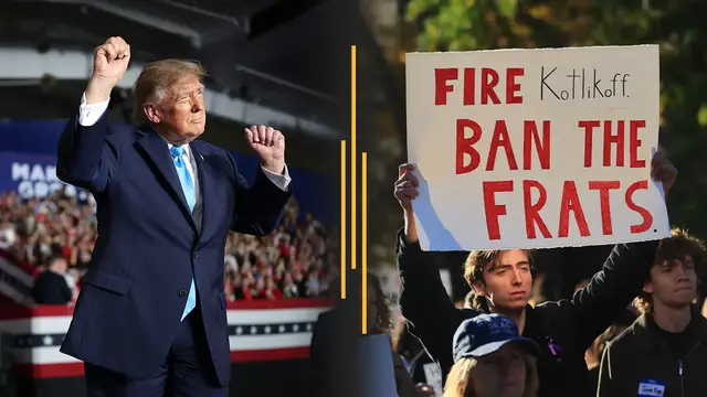 Video thumbnail for Trump shifts ad costs to MAGA super PAC; Cornell protests fuel no-confidence vote