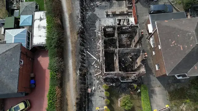Video thumbnail for UK: Wildfires leave charred landscape in UK's Stoke-on-Trent.