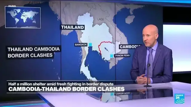 Video thumbnail for Thailand-Cambodia border clashes displaces hundreds of thousands