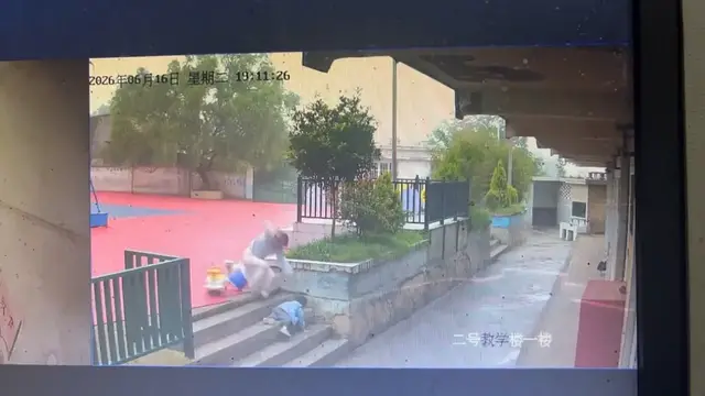 Video thumbnail for Mom's Hilarious Fall Trying to Stop Toddler on Stairs