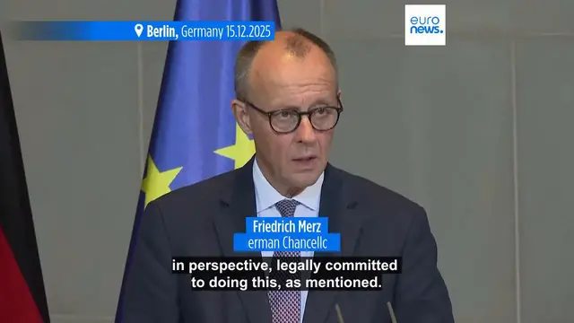 Video thumbnail for Europeans vow to assist Ukraine against future Russian attack after Berlin talks