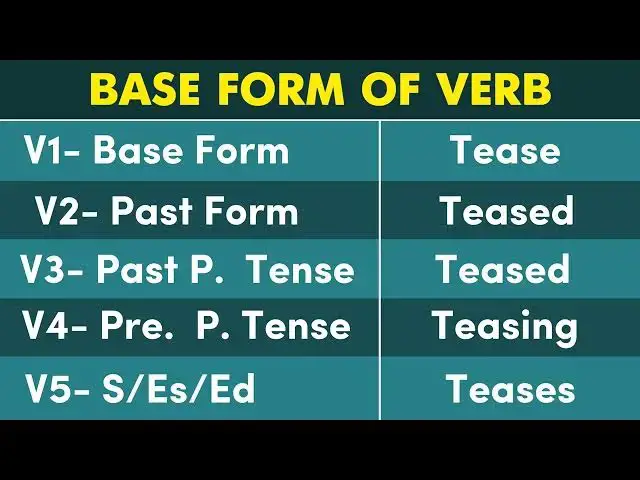 Video thumbnail for Conjugation English Verb to TEASE | Tease Past Tense | V1 V2 V3 V4 V5
