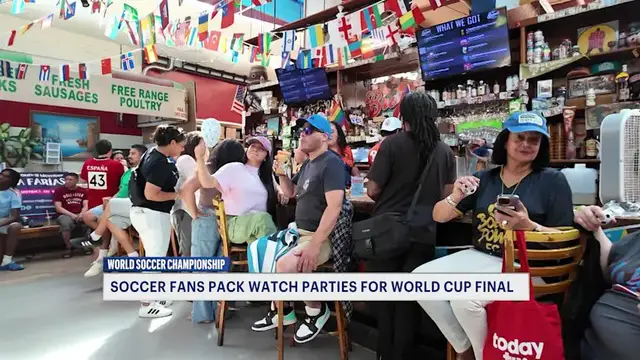 Video thumbnail for 'We're drinking for free.' Bronx Beer Hall celebrates 2026 FIFA World Cup final with packed watch party