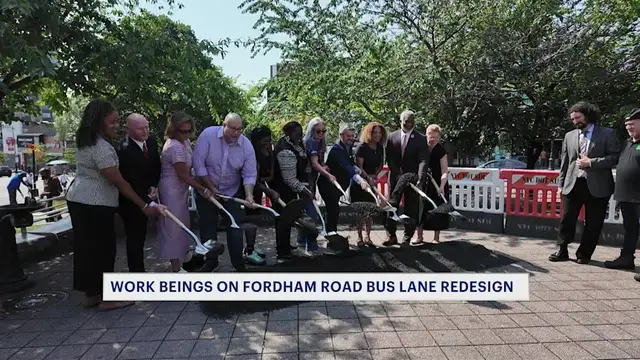 Video thumbnail for Work begins on Fordham Road bus lane redesign