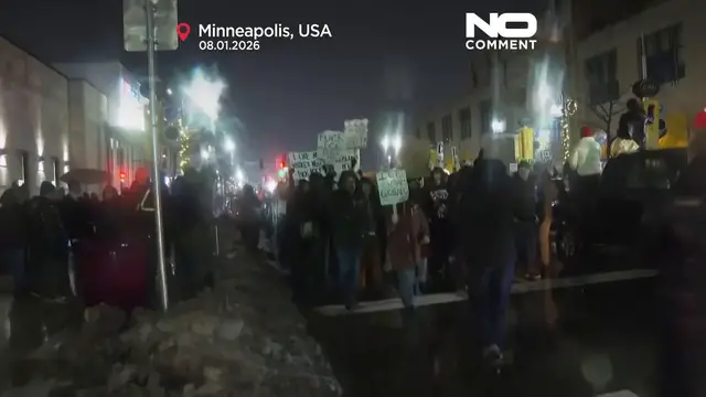 Video thumbnail for Hundreds protest in Minneapolis over fatal shooting by ICE officer